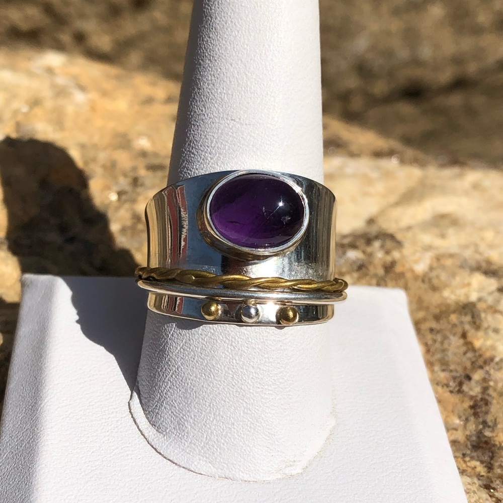 Sterling Silver DbM Kensington Amethyst Spinner Ring